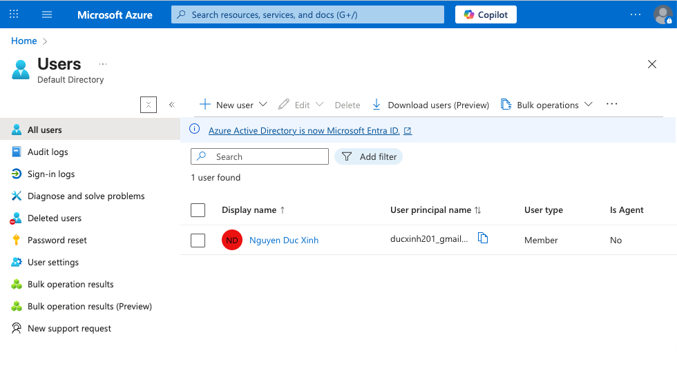 Create or Invite User Options
