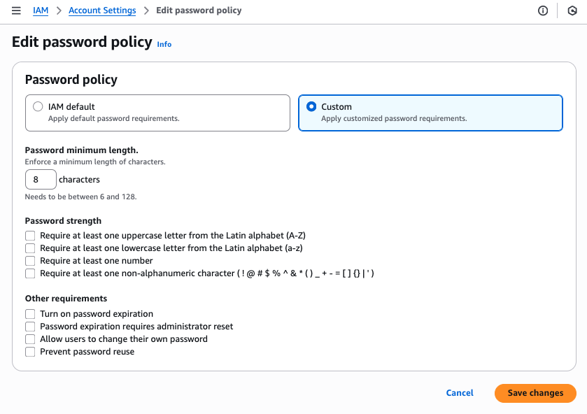 AWS Password Policy