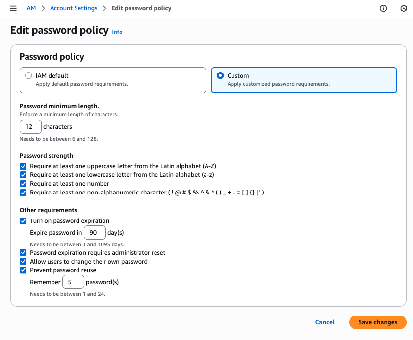 AWS Password Policy