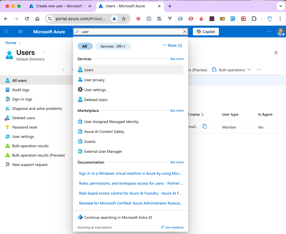 Azure User Management Portal